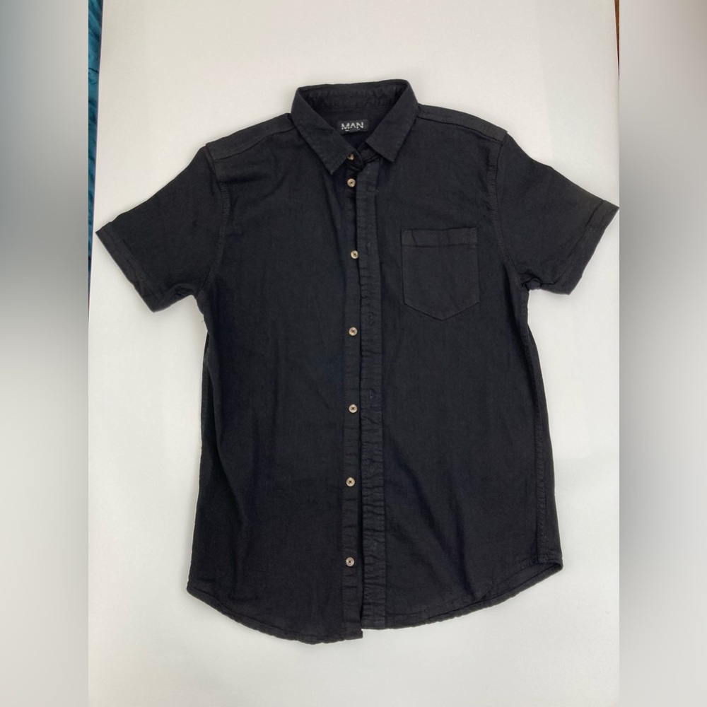 BOOHOO MAN Denim shirt in black Medium